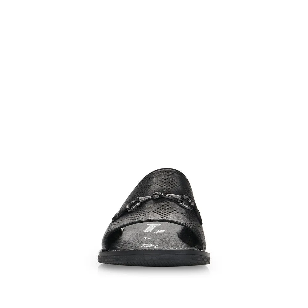 REMONTE- D3670-00 FLAT MULE WITH CHAIN AND PERFORATED DETAIL - BLACK
