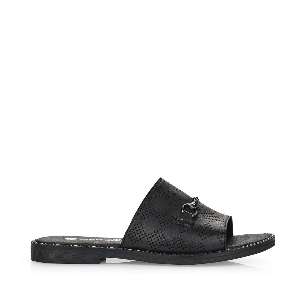 REMONTE- D3670-00 FLAT MULE WITH CHAIN AND PERFORATED DETAIL - BLACK
