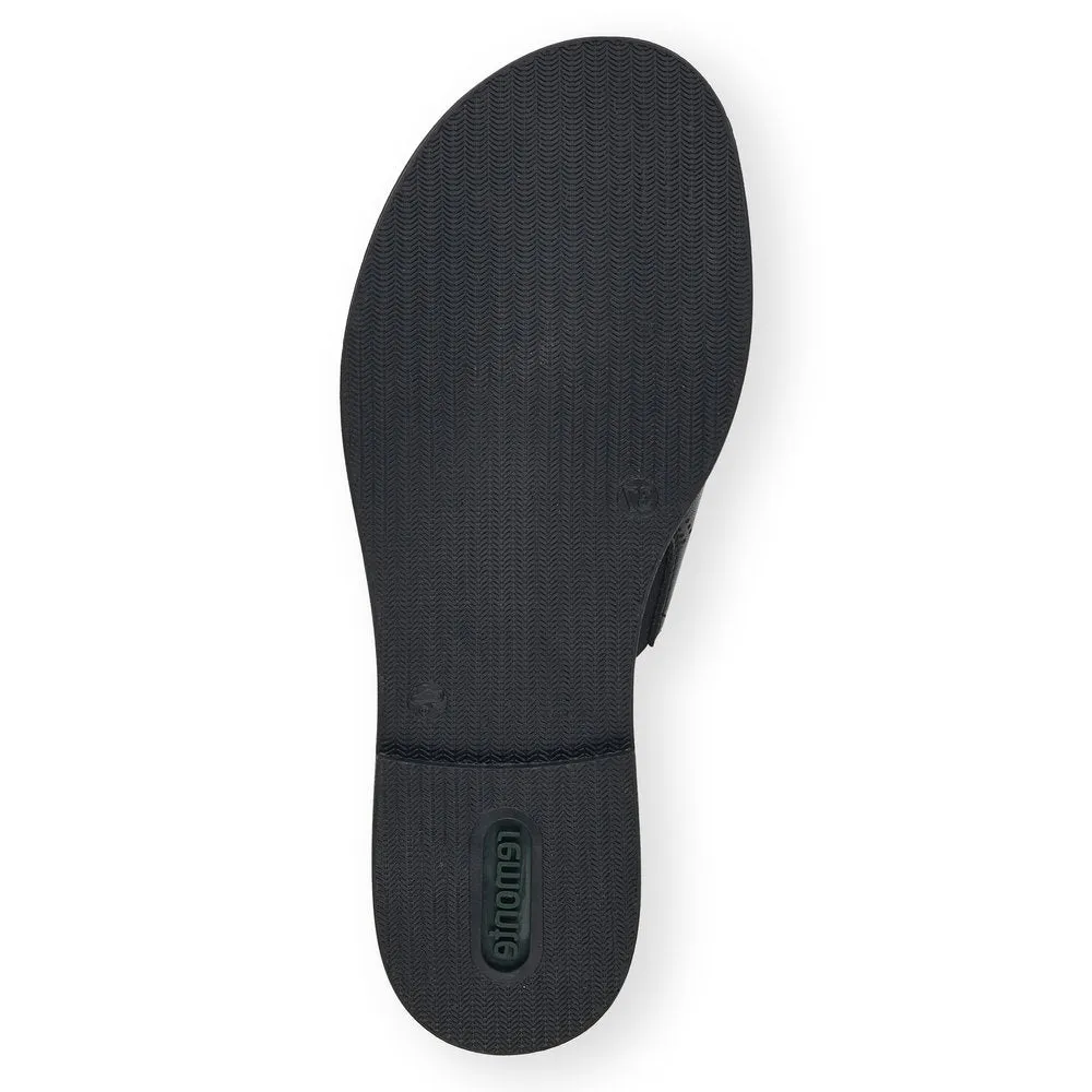 REMONTE- D3670-00 FLAT MULE WITH CHAIN AND PERFORATED DETAIL - BLACK