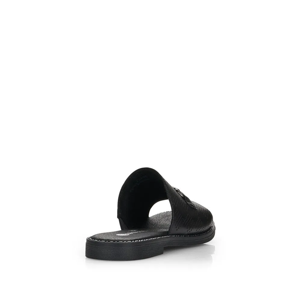 REMONTE- D3670-00 FLAT MULE WITH CHAIN AND PERFORATED DETAIL - BLACK