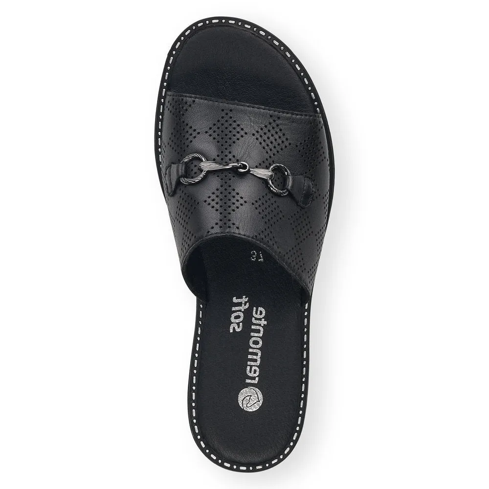 REMONTE- D3670-00 FLAT MULE WITH CHAIN AND PERFORATED DETAIL - BLACK