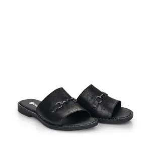 REMONTE- D3670-00 FLAT MULE WITH CHAIN AND PERFORATED DETAIL - BLACK