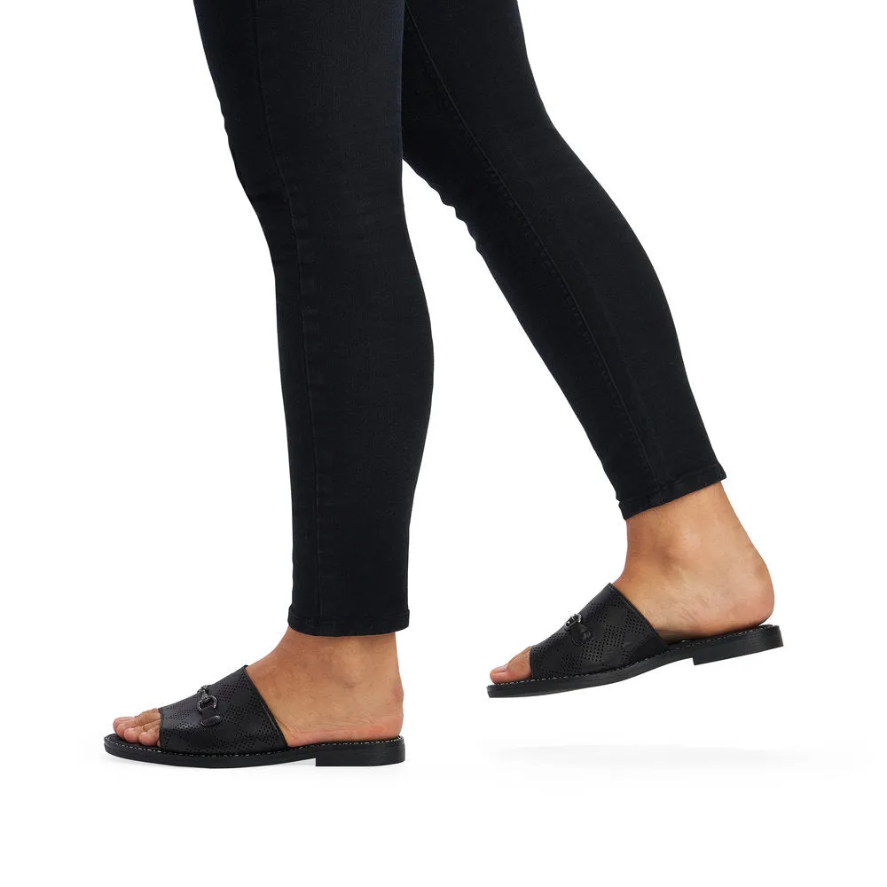 REMONTE- D3670-00 FLAT MULE WITH CHAIN AND PERFORATED DETAIL - BLACK
