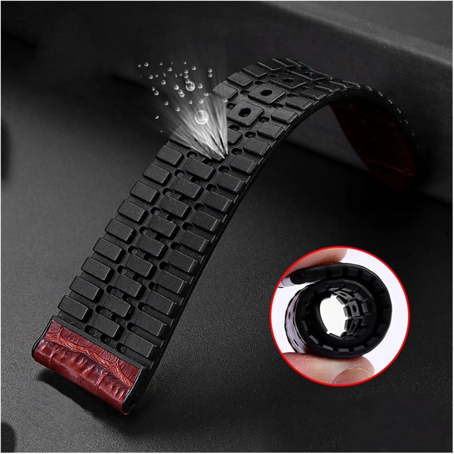 RHAIYAN 19mm 20mm 21mm 22mm Genuine Leather Rubber Watch Strap Men Waterproof Silicone Cowhide Band Bracelet Compatible with Omega Seamaster 300 Specific (Color : Brown-Black, Size : 20mm)