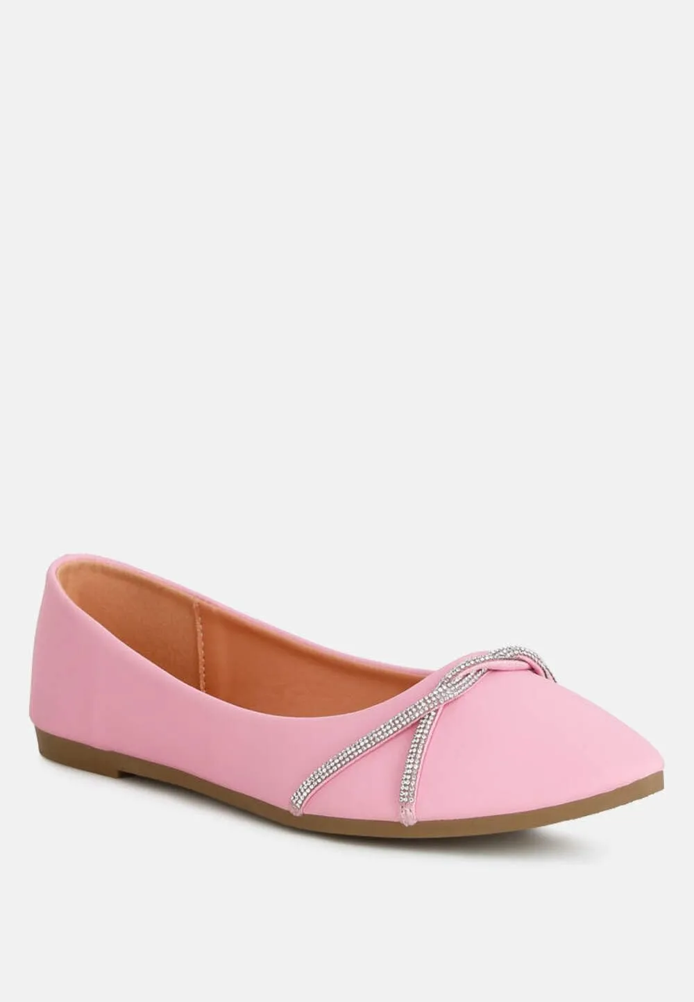 Rhinestone Faux Leather Ballerinas
