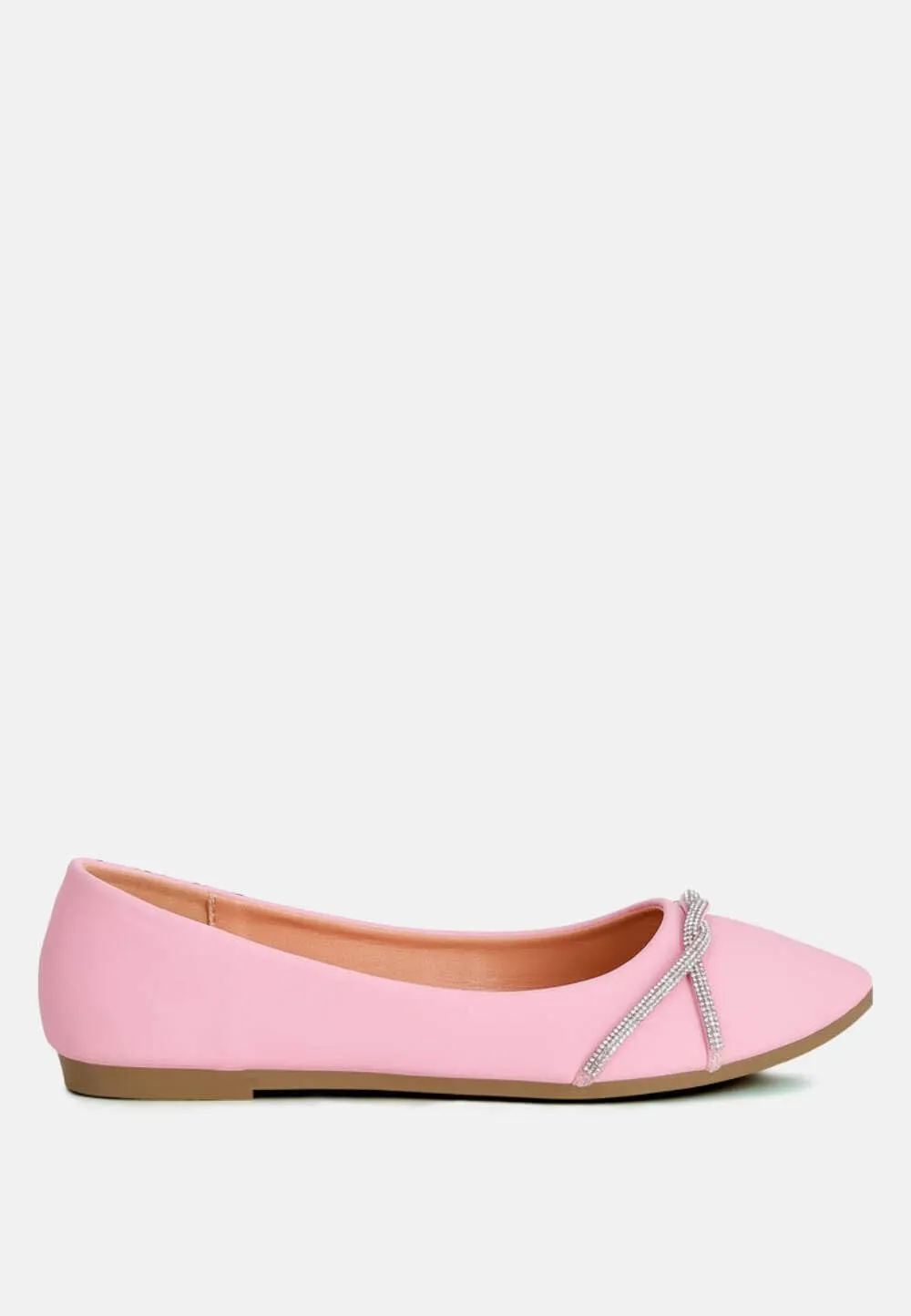 Rhinestone Faux Leather Ballerinas