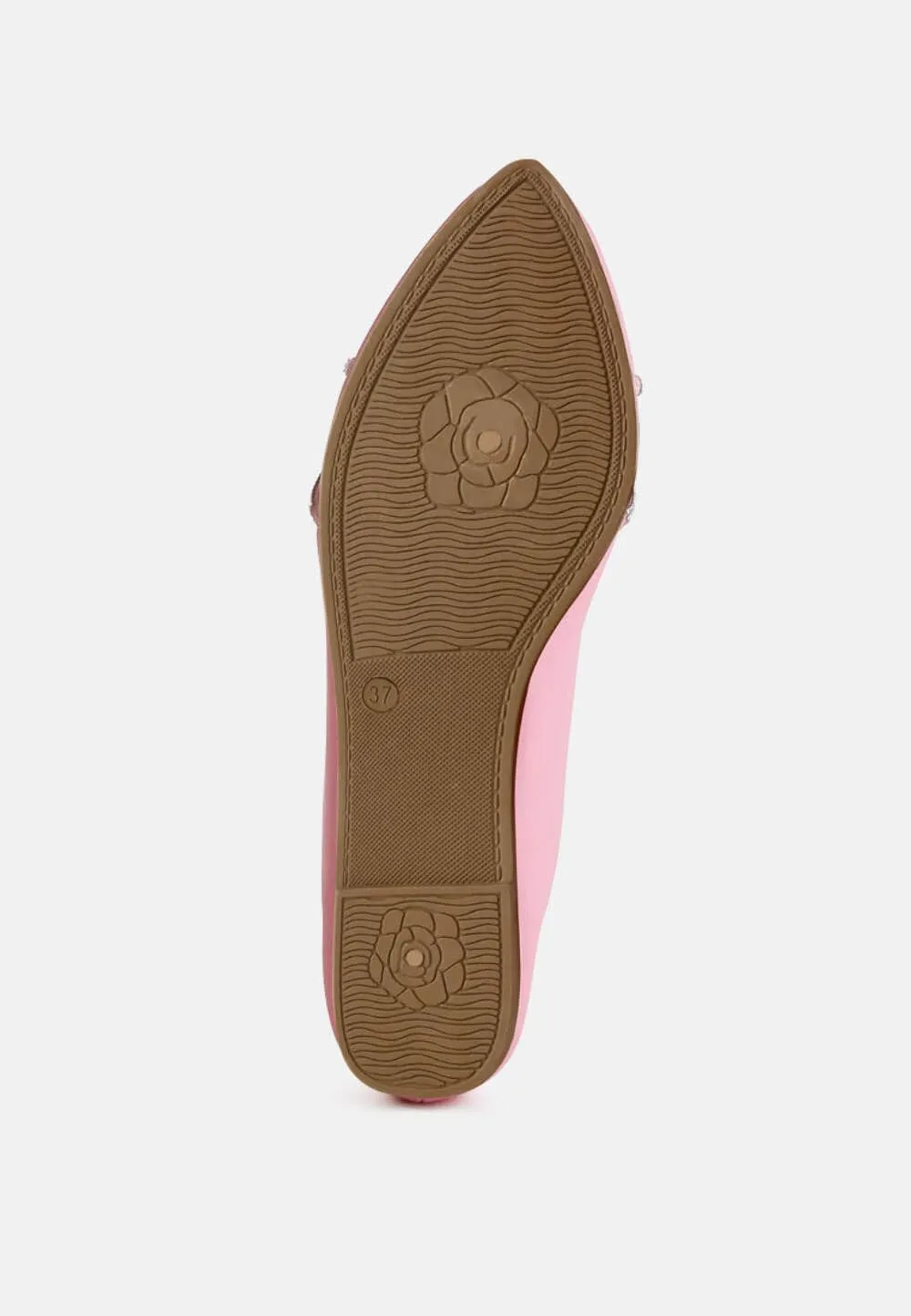 Rhinestone Faux Leather Ballerinas
