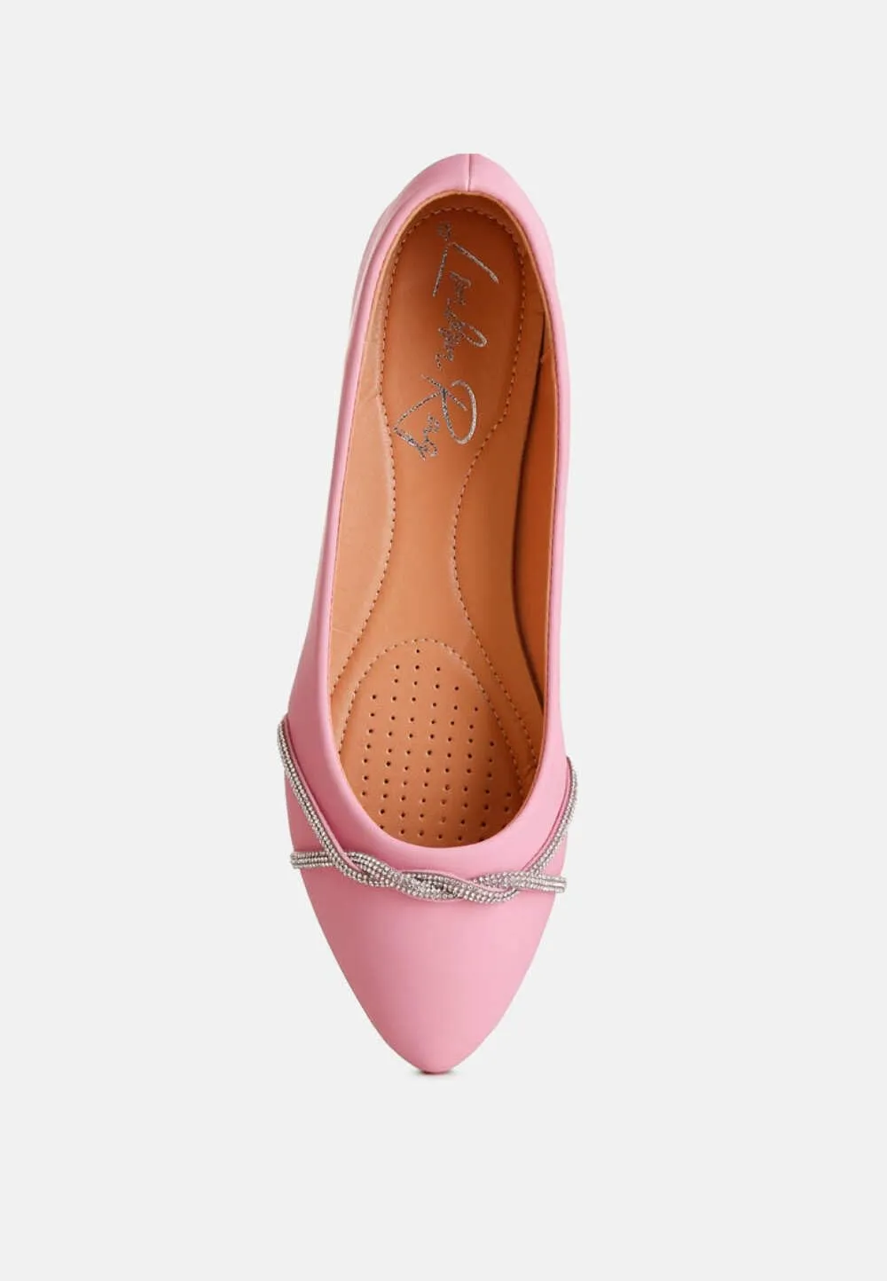 Rhinestone Faux Leather Ballerinas