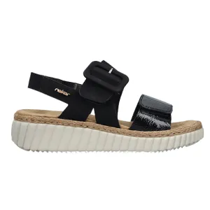 Rieker Ladies Wedge  Sandals - 69260-60 - Black