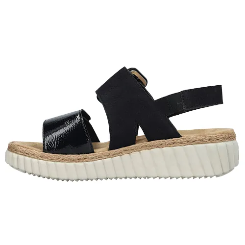 Rieker Ladies Wedge  Sandals - 69260-60 - Black