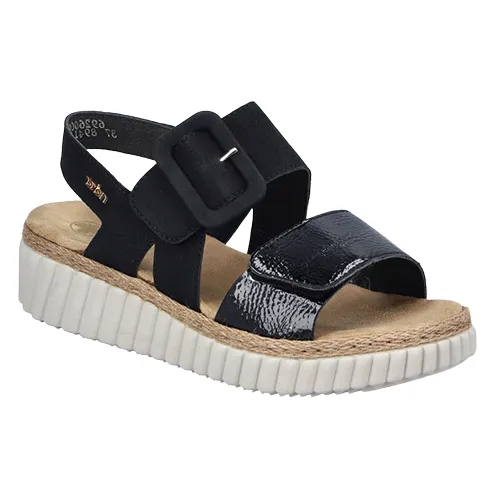 Rieker Ladies Wedge  Sandals - 69260-60 - Black