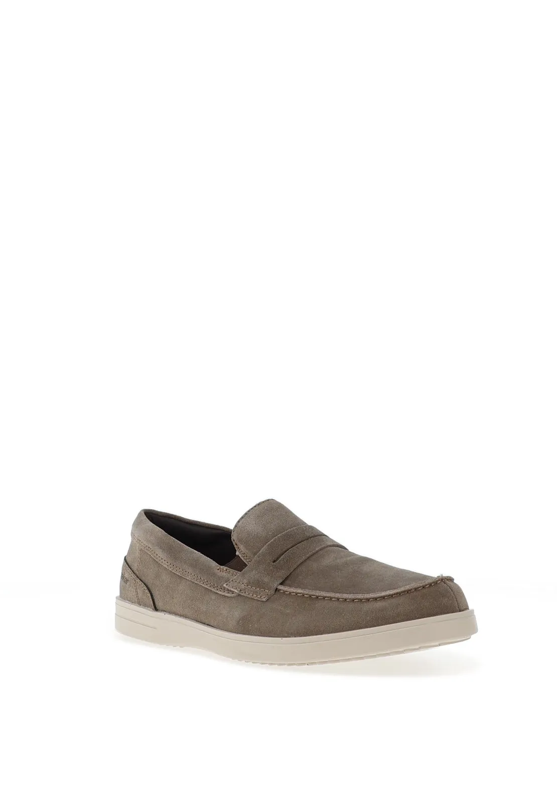 Rieker Men’s Suede Slip On Loafer, Taupe