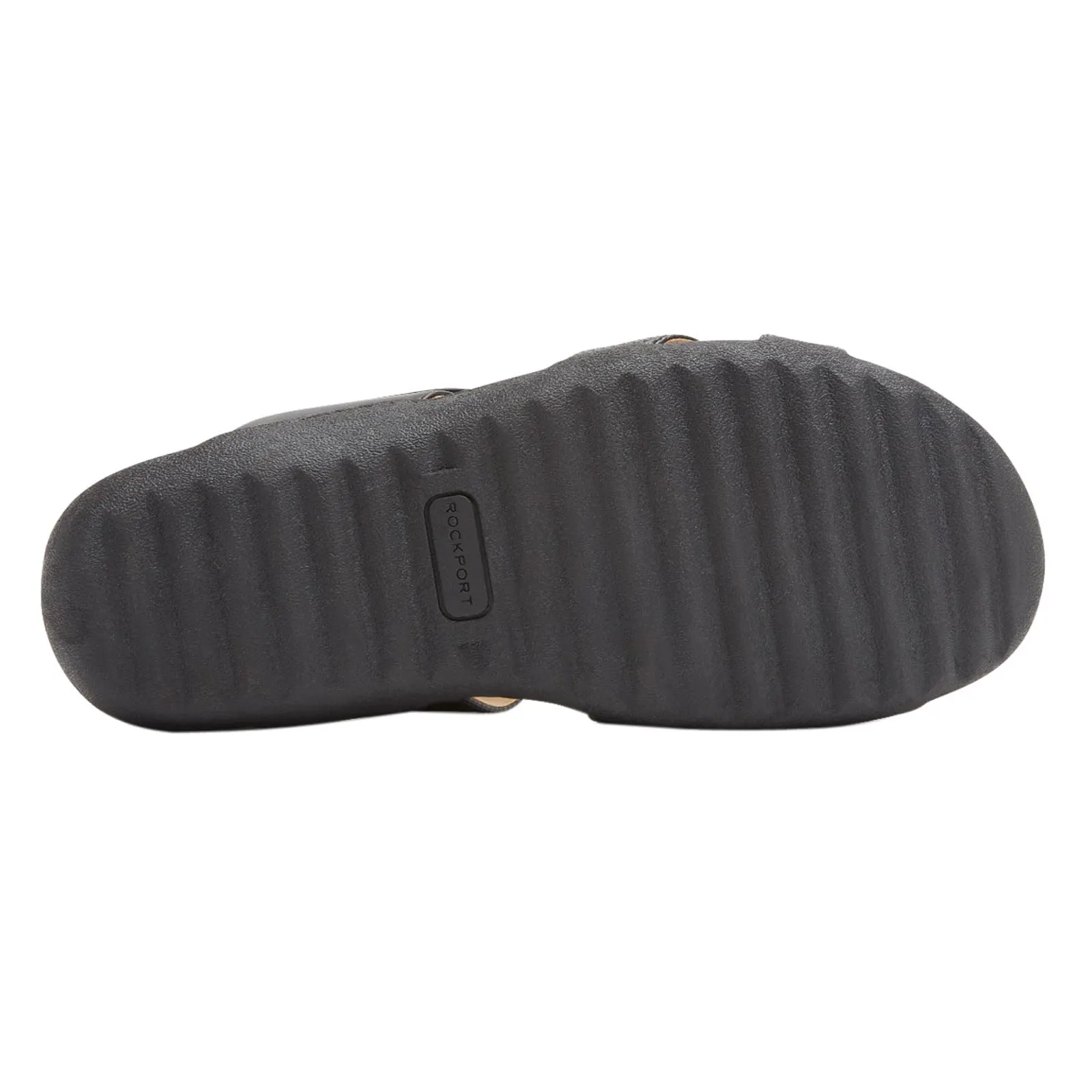 Rockport Women's Adjustable Strap Flat Sandal, Black, 9.5