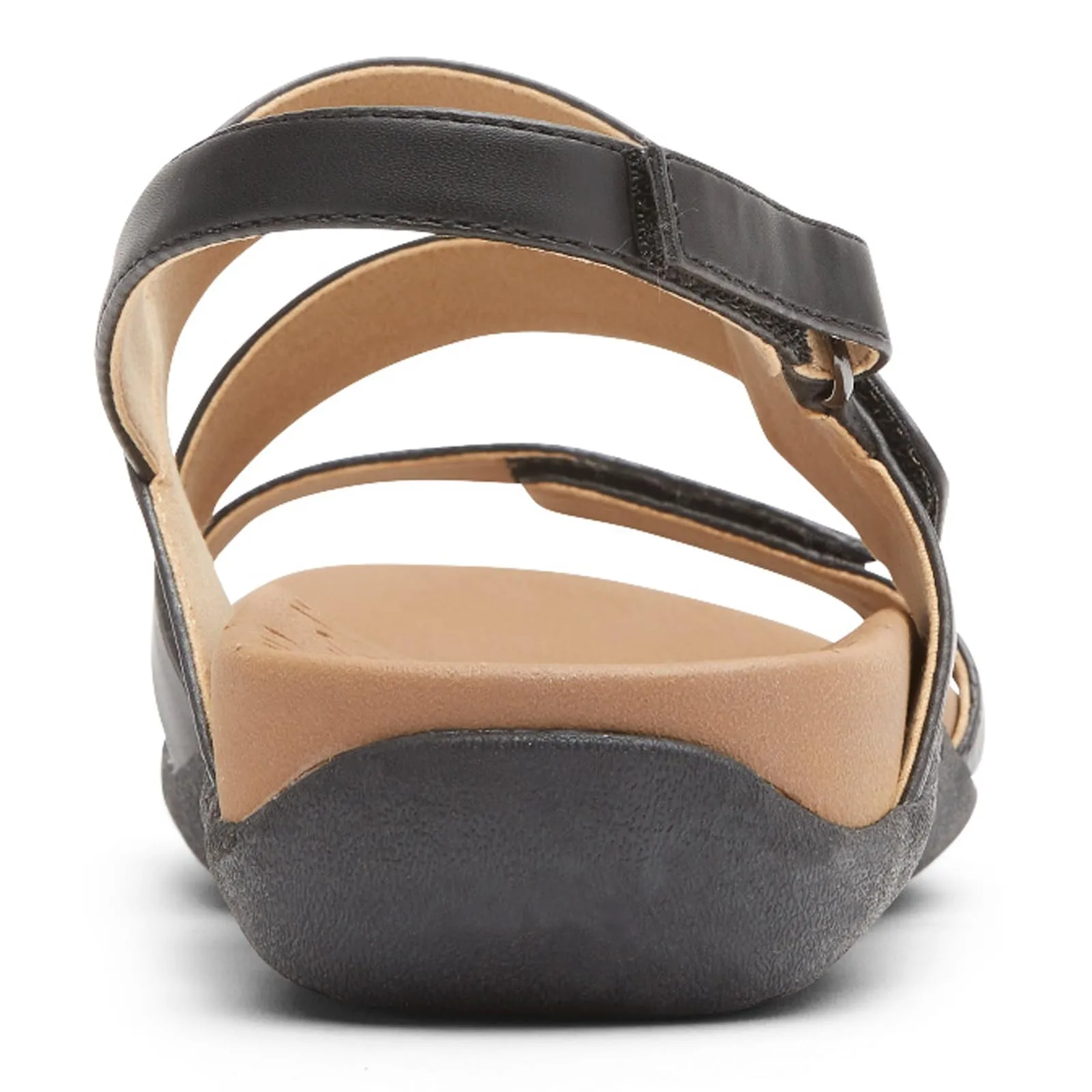Rockport Women's Adjustable Strap Flat Sandal, Black, 9.5