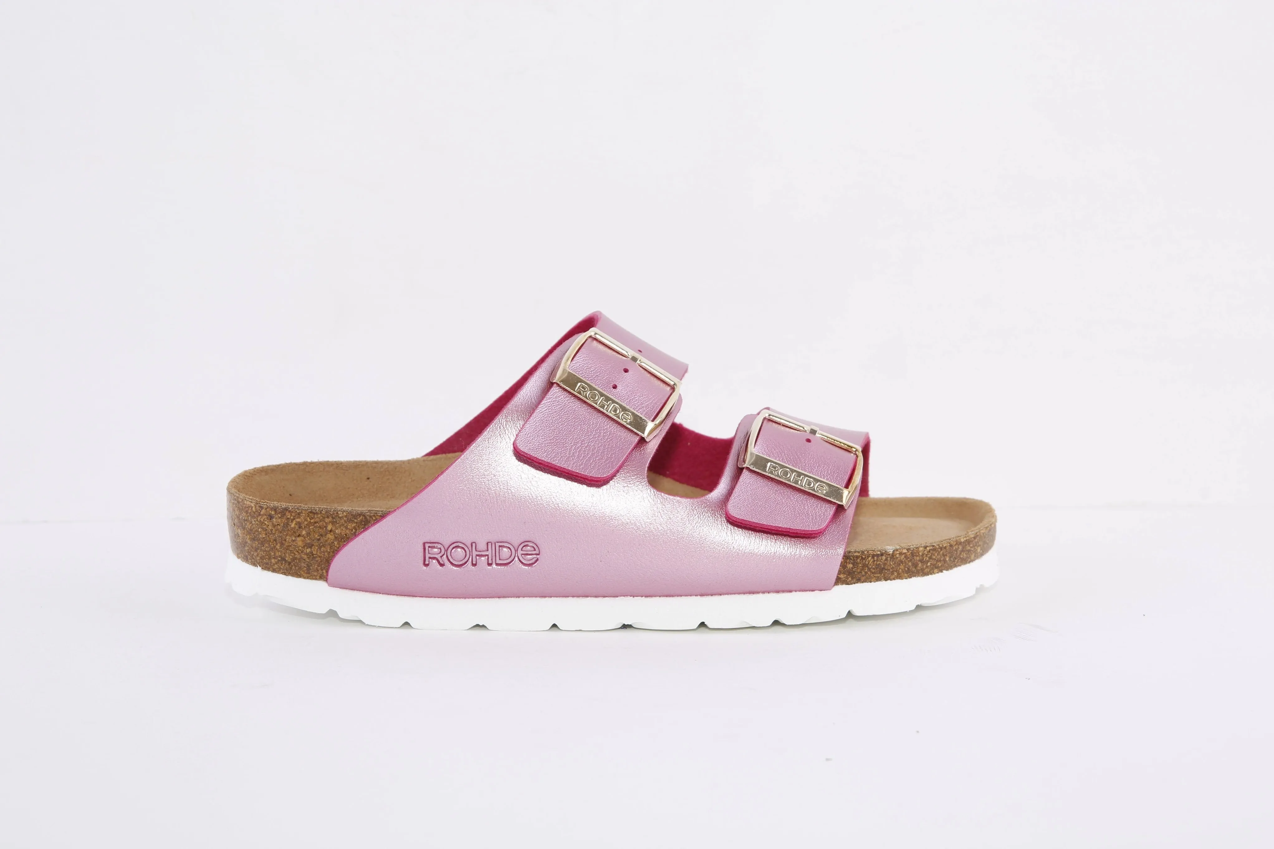 ROHDE - 5653 46 FLAT 2 BUCKLE COMFORT MULE - PINK METALLIC