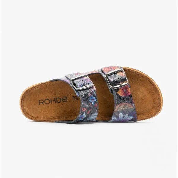 Rohde 5864 Womens Leather Mule Sandals Multi
