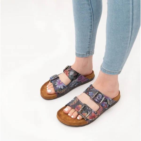 Rohde 5864 Womens Leather Mule Sandals Multi