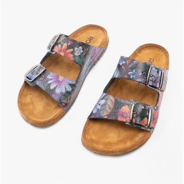 Rohde 5864 Womens Leather Mule Sandals Multi