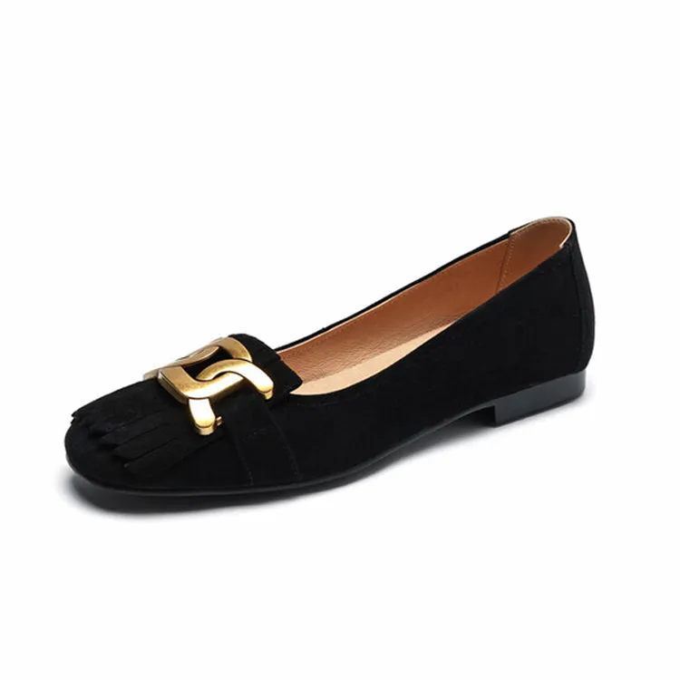 Round Toe Suede Flat Shoes