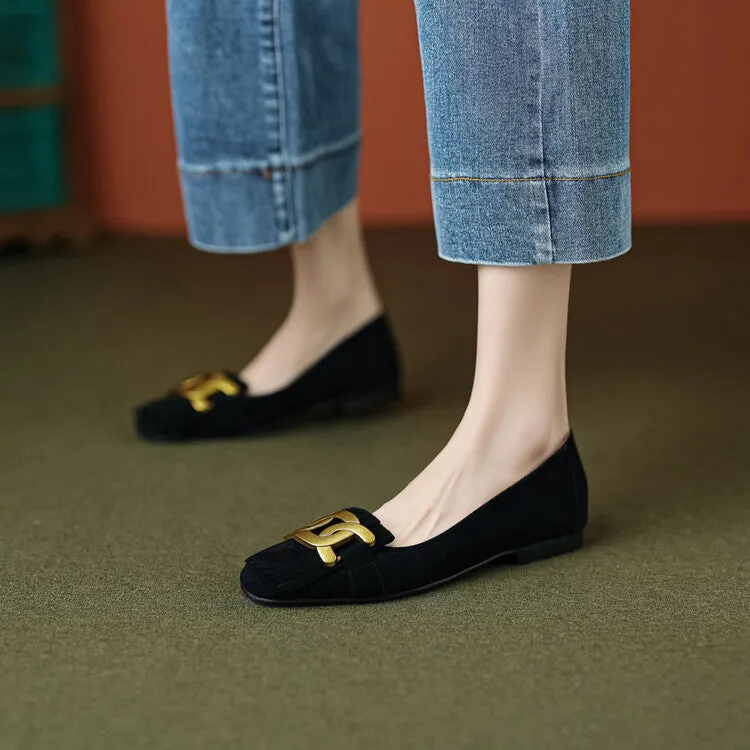 Round Toe Suede Flat Shoes