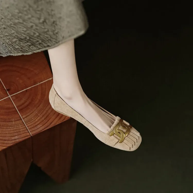 Round Toe Suede Flat Shoes