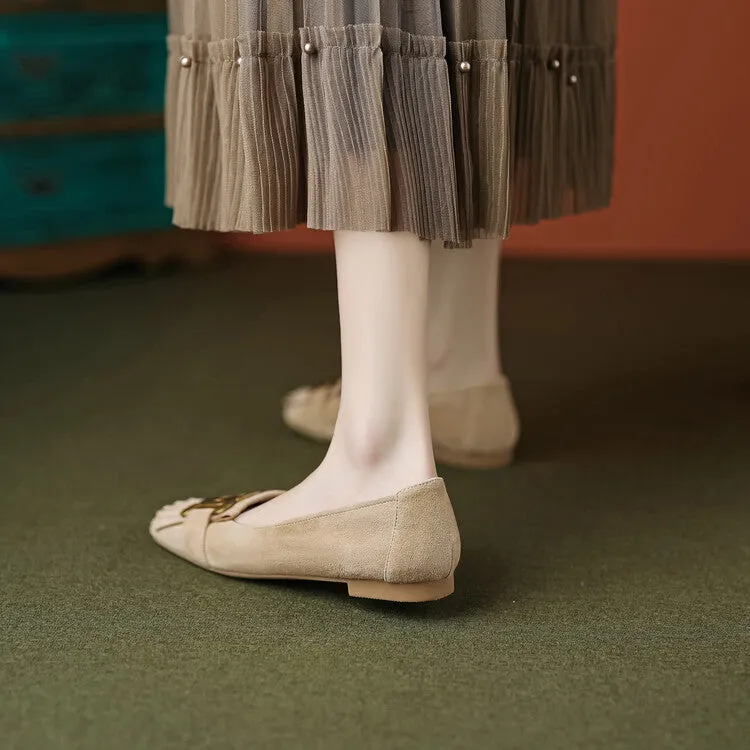 Round Toe Suede Flat Shoes