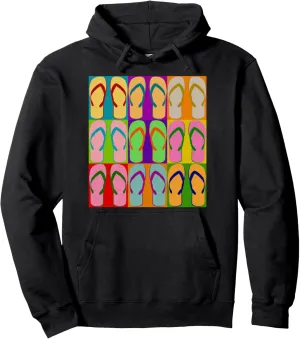 Sandal Flip Flop Pop Art Retro Graphic Summer Sun Vacation Pullover Hoodie
