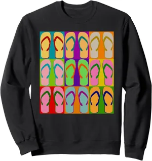 Sandal Flip Flop Pop Art Retro Graphic Summer Sun Vacation Sweatshirt