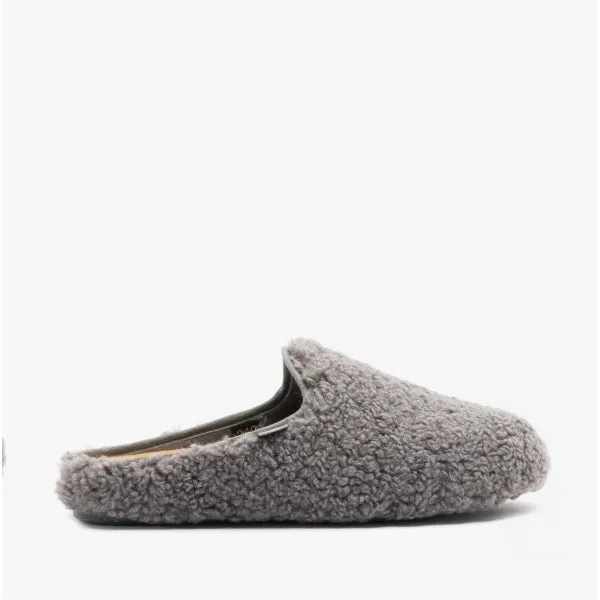 Scholl MADDY Womens Faux Fur Mule Slippers Dark Grey