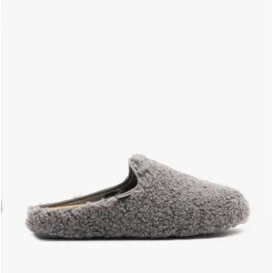 Scholl MADDY Womens Faux Fur Mule Slippers Dark Grey