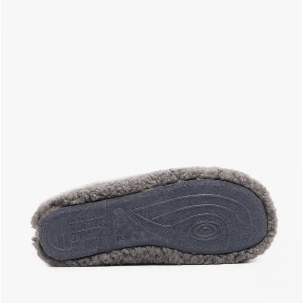 Scholl MADDY Womens Faux Fur Mule Slippers Dark Grey