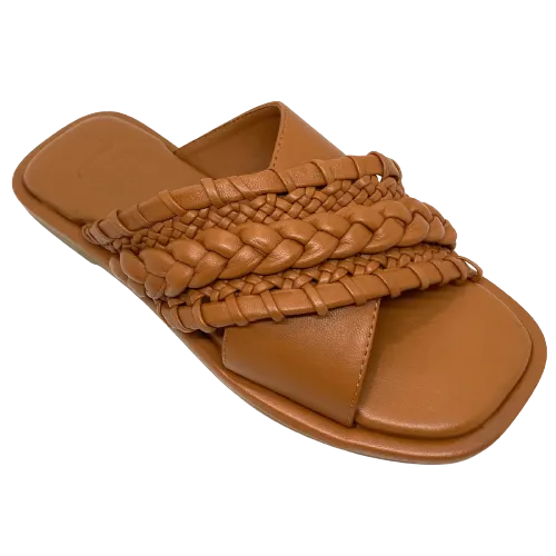 Sempre Di Plaited Slide  -  Tan