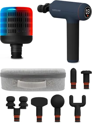 Sharper Image Powerboost Max Deep Tissue Massage Gun Bundle with Hot & Cold Dual Temperature Attachment