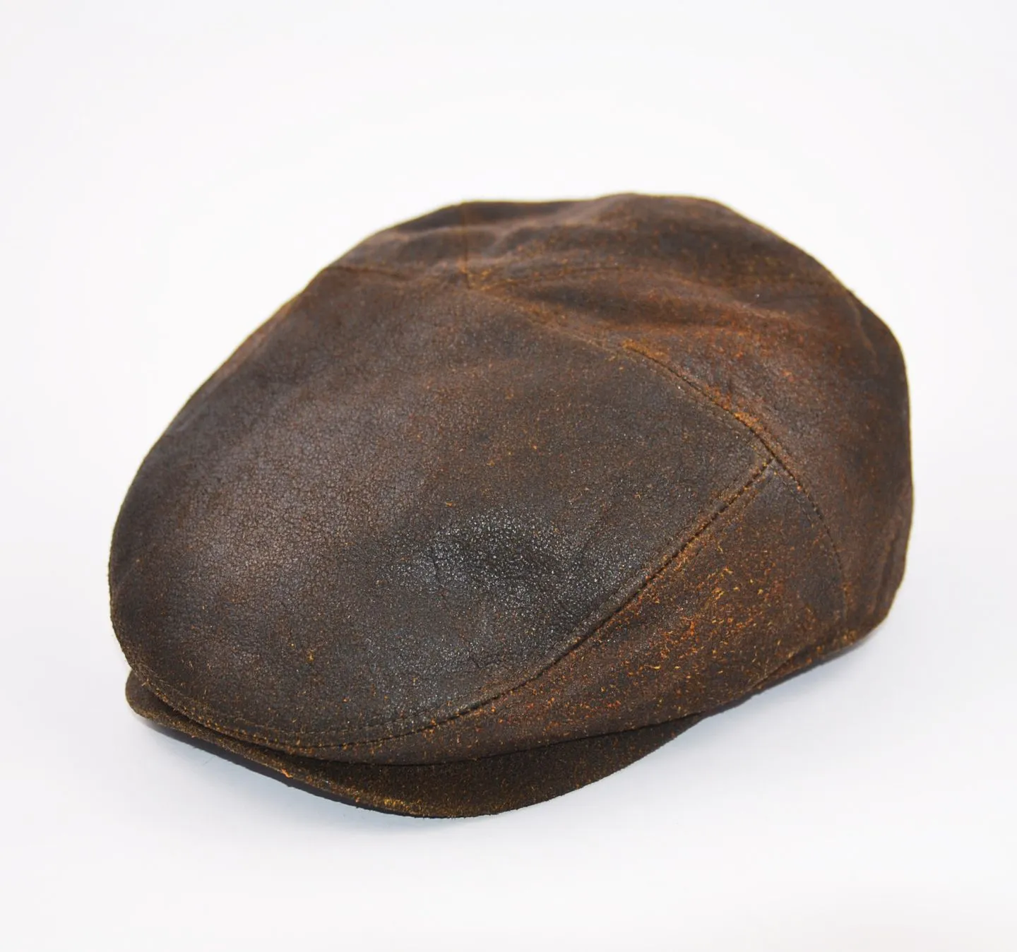 Sheep Skin Leather Flat Cap - Brown