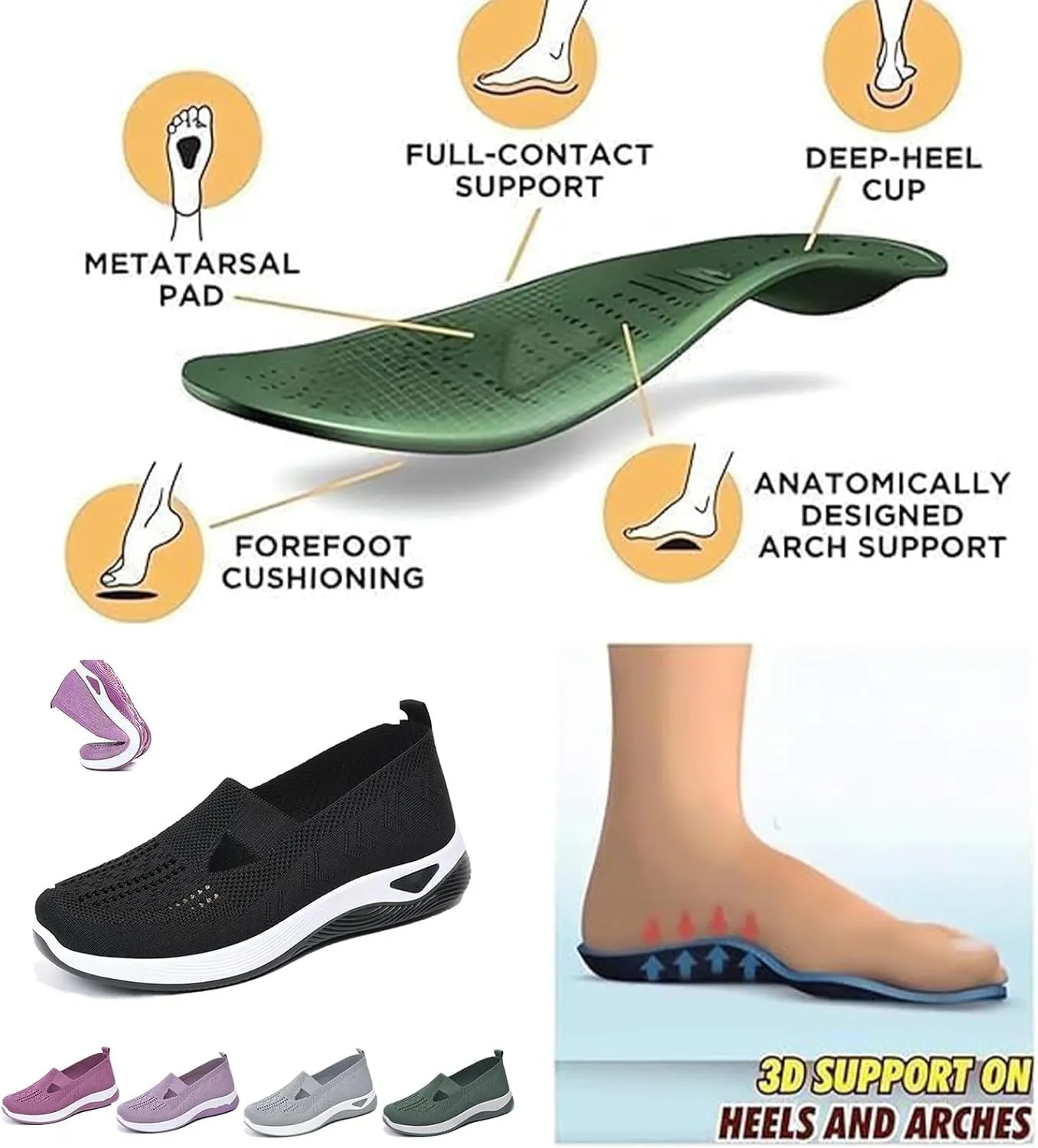 Shoes for Women Walking Wove Breathable Soft Sole Sneakers on Arch Support Sneakers Casual Athletic Work Shoes