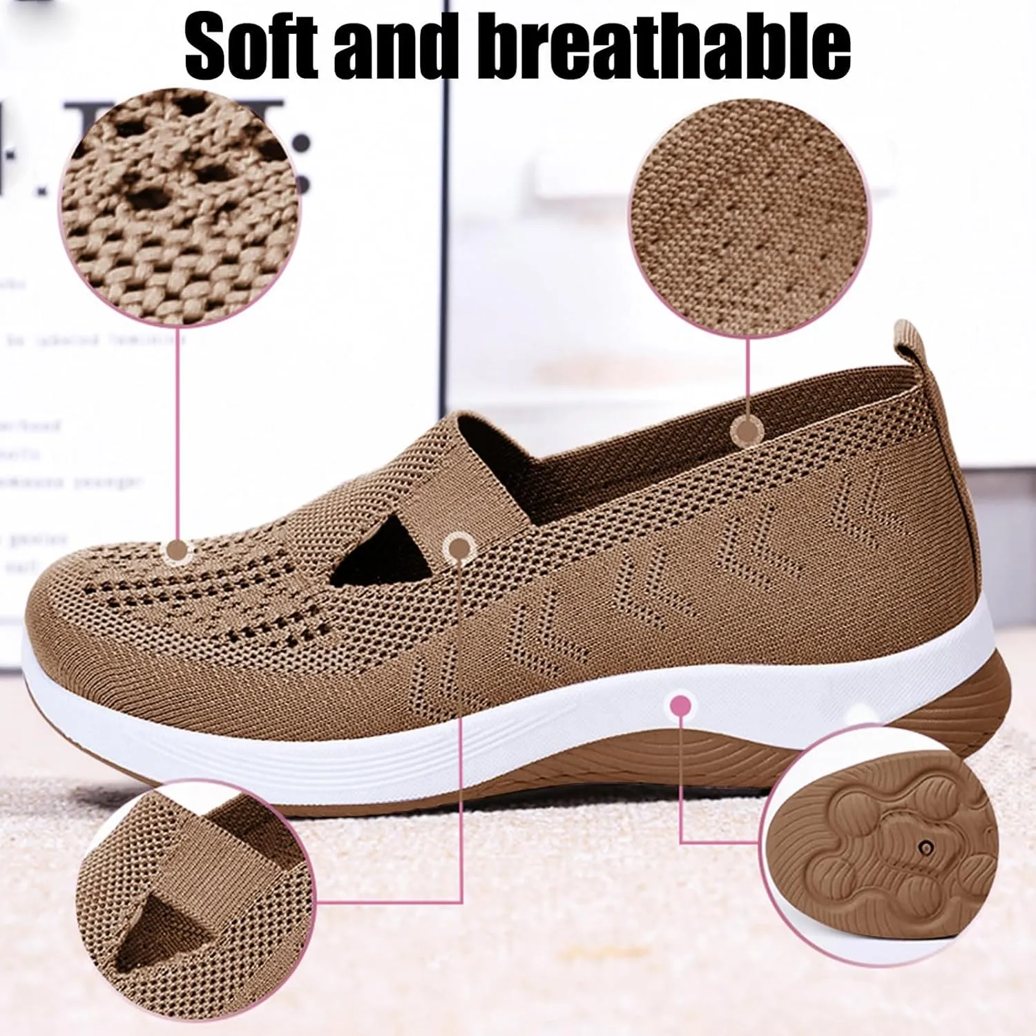 Shoes for Women Walking Wove Breathable Soft Sole Sneakers on Arch Support Sneakers Casual Athletic Work Shoes