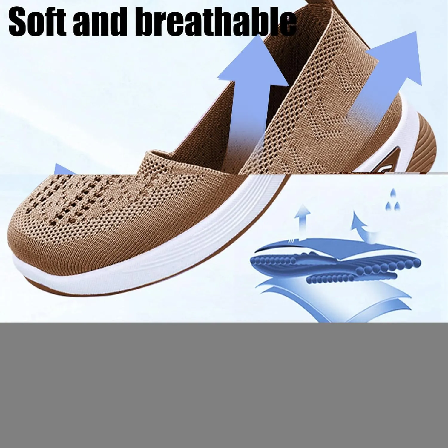 Shoes for Women Walking Wove Breathable Soft Sole Sneakers on Arch Support Sneakers Casual Athletic Work Shoes
