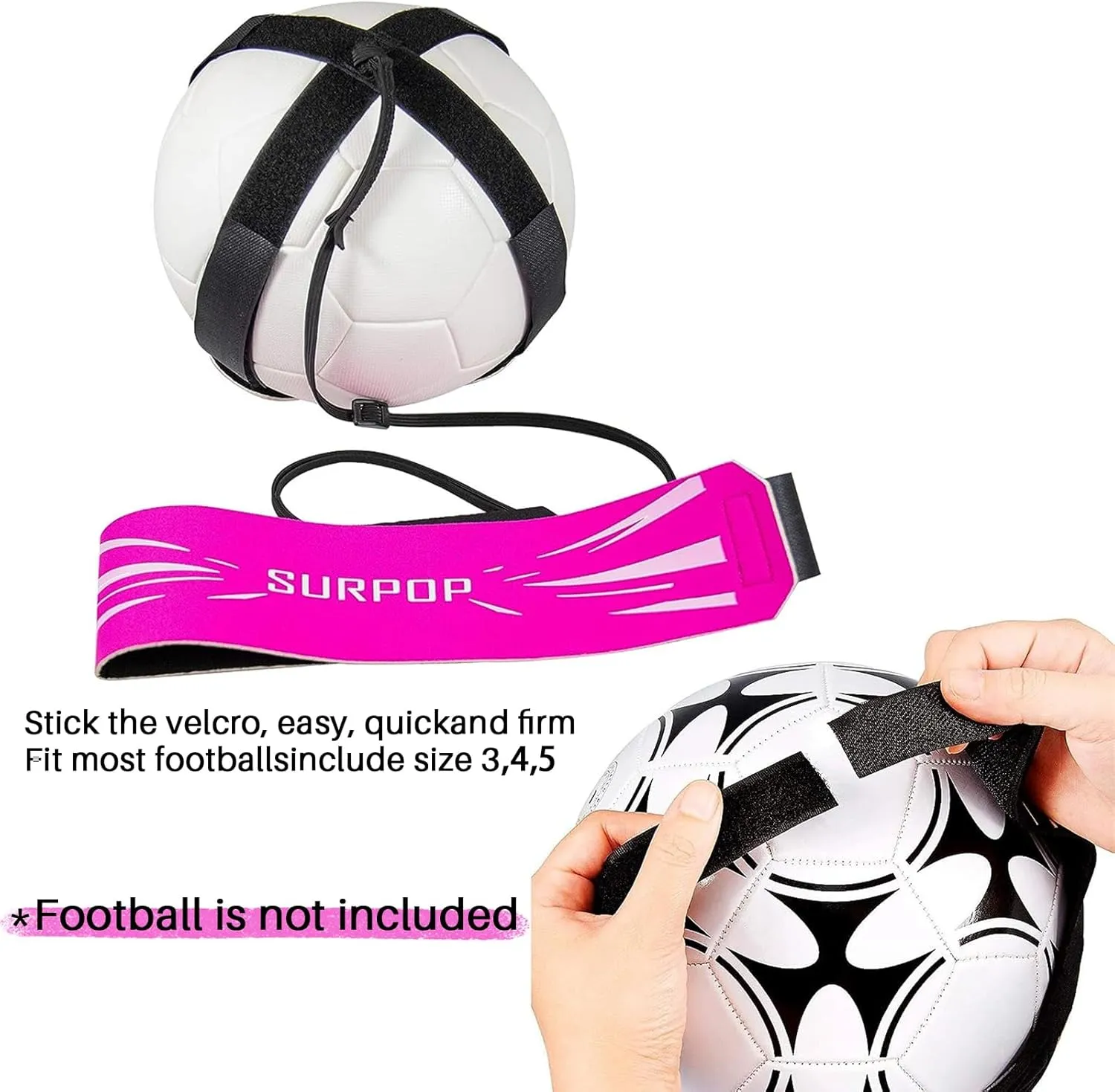 Soccer/Volleyball/Rugby Trainer, Football Kick Throw Solo Practice Training Aid Control Skills Adjustable Waist Belt for Kids Adults