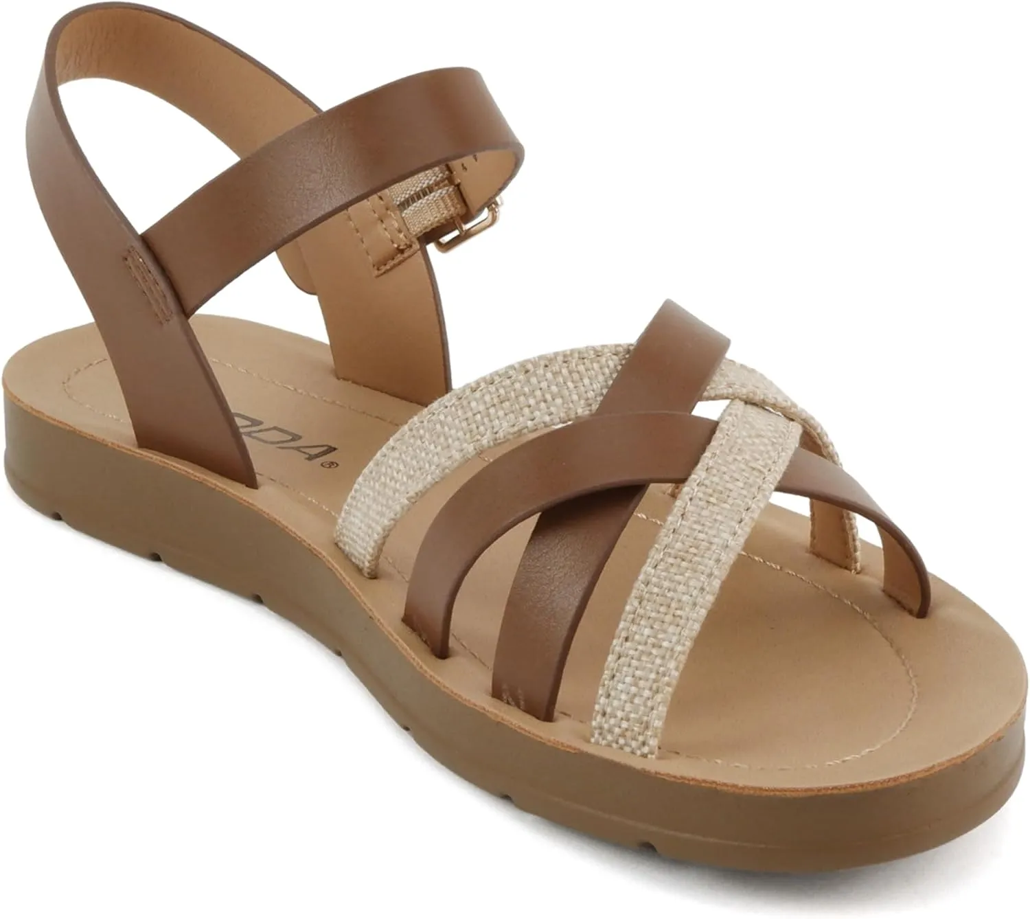 Soda Ling ~ Women Round Toe Multi-Strap Flat Sandals