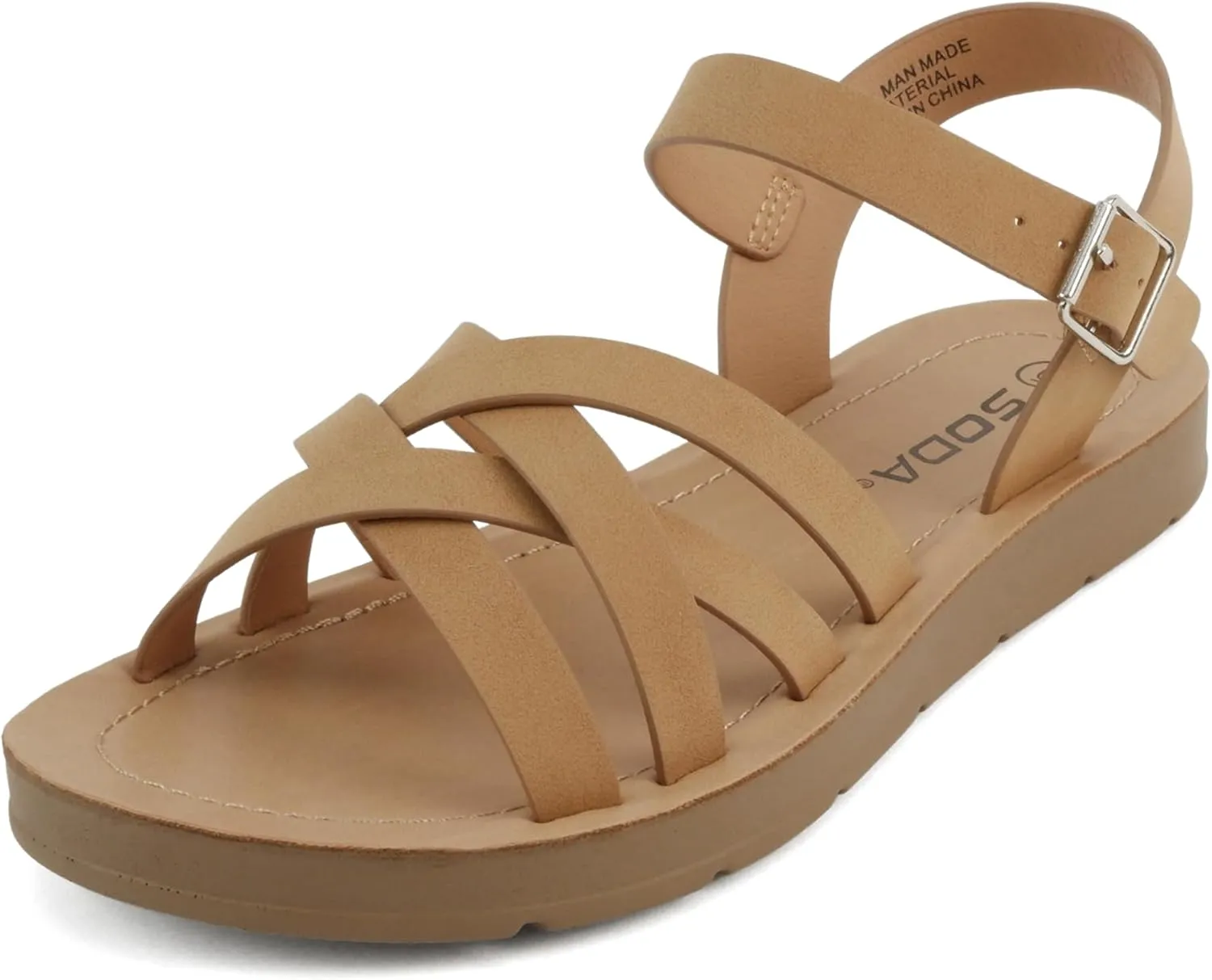 Soda Ling ~ Women Round Toe Multi-Strap Flat Sandals