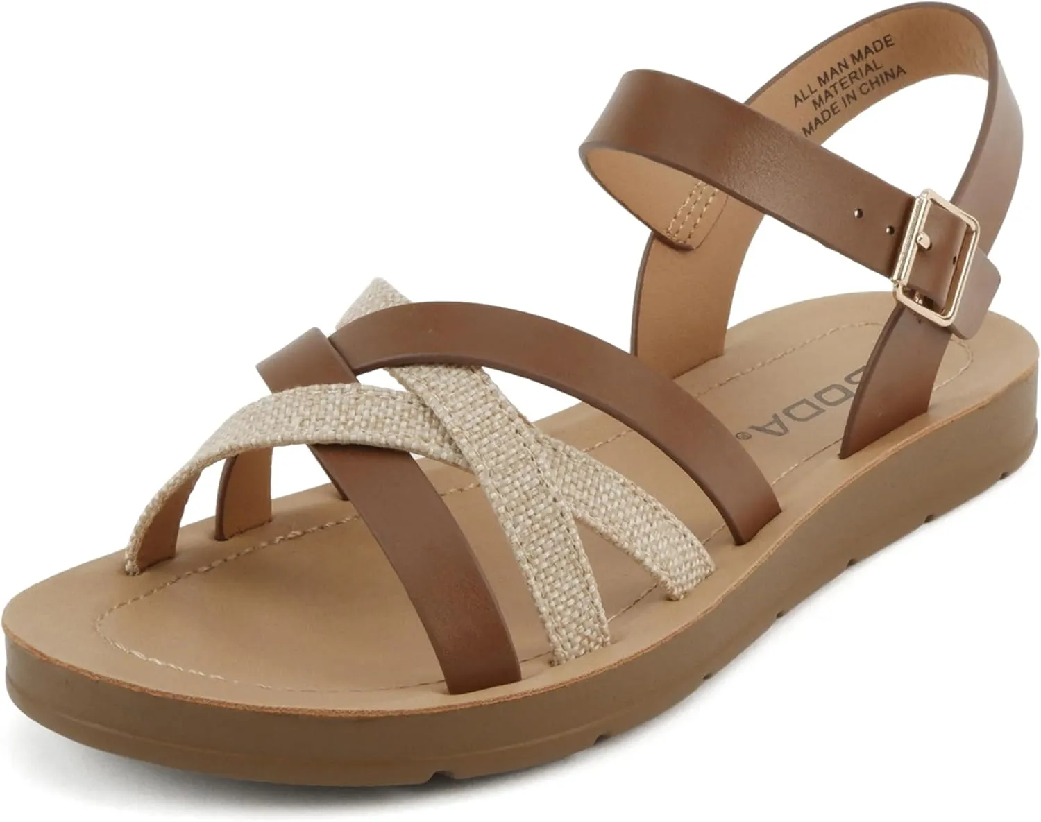 Soda Ling ~ Women Round Toe Multi-Strap Flat Sandals