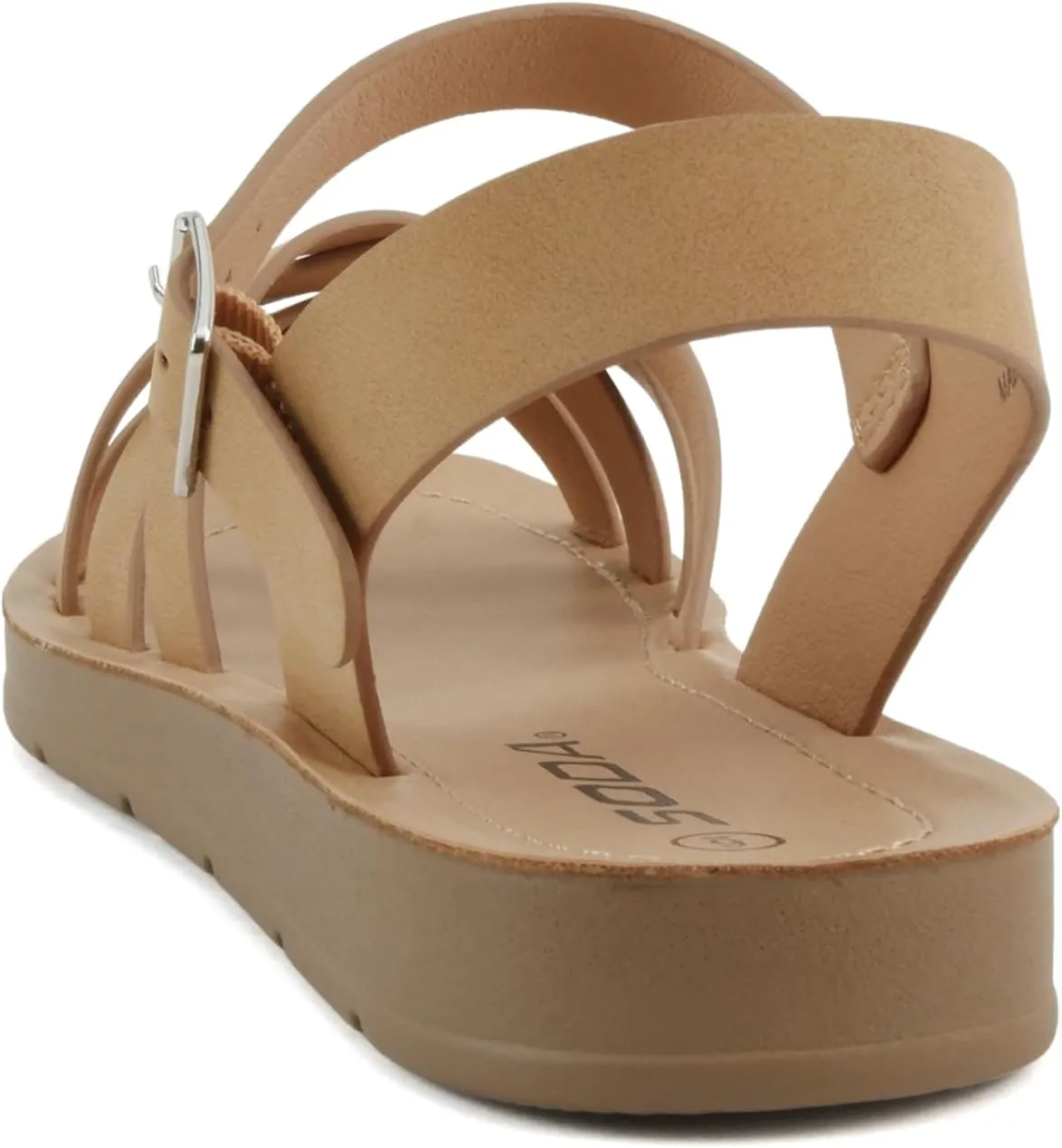 Soda Ling ~ Women Round Toe Multi-Strap Flat Sandals