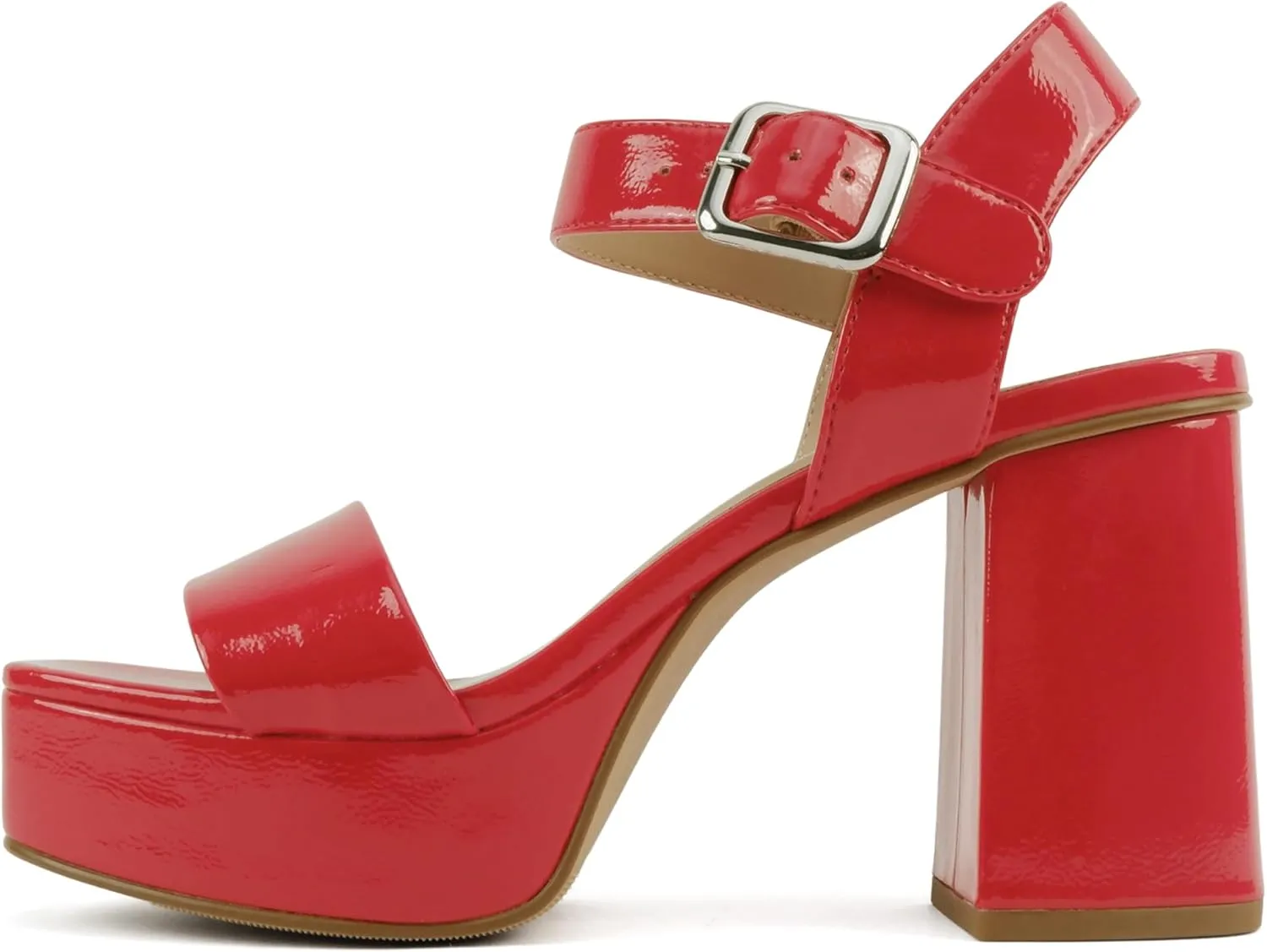 Soda “MACEY” ~ Women Open Square Toe Single Band High Heel Platform Dress Sandal with Adjustable Ankle Strap