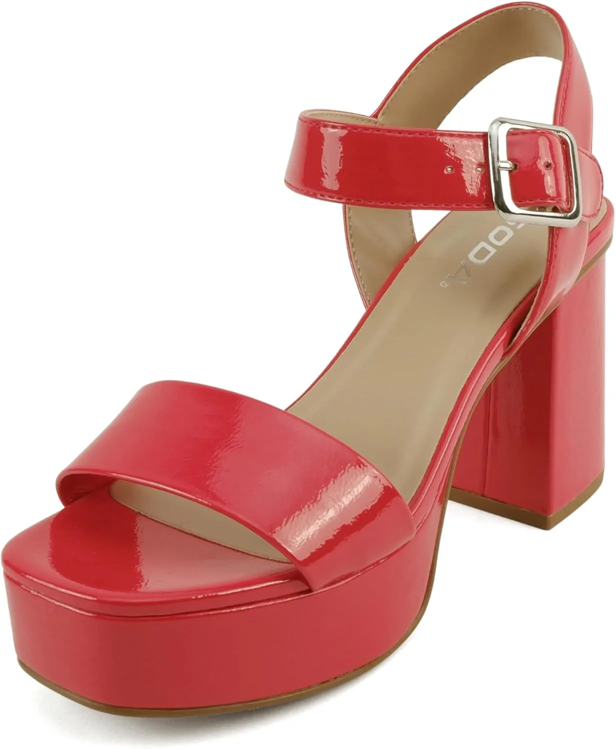 Soda “MACEY” ~ Women Open Square Toe Single Band High Heel Platform Dress Sandal with Adjustable Ankle Strap