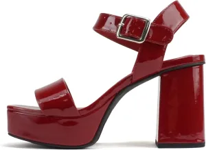 Soda “MACEY” ~ Women Open Square Toe Single Band High Heel Platform Dress Sandal with Adjustable Ankle Strap