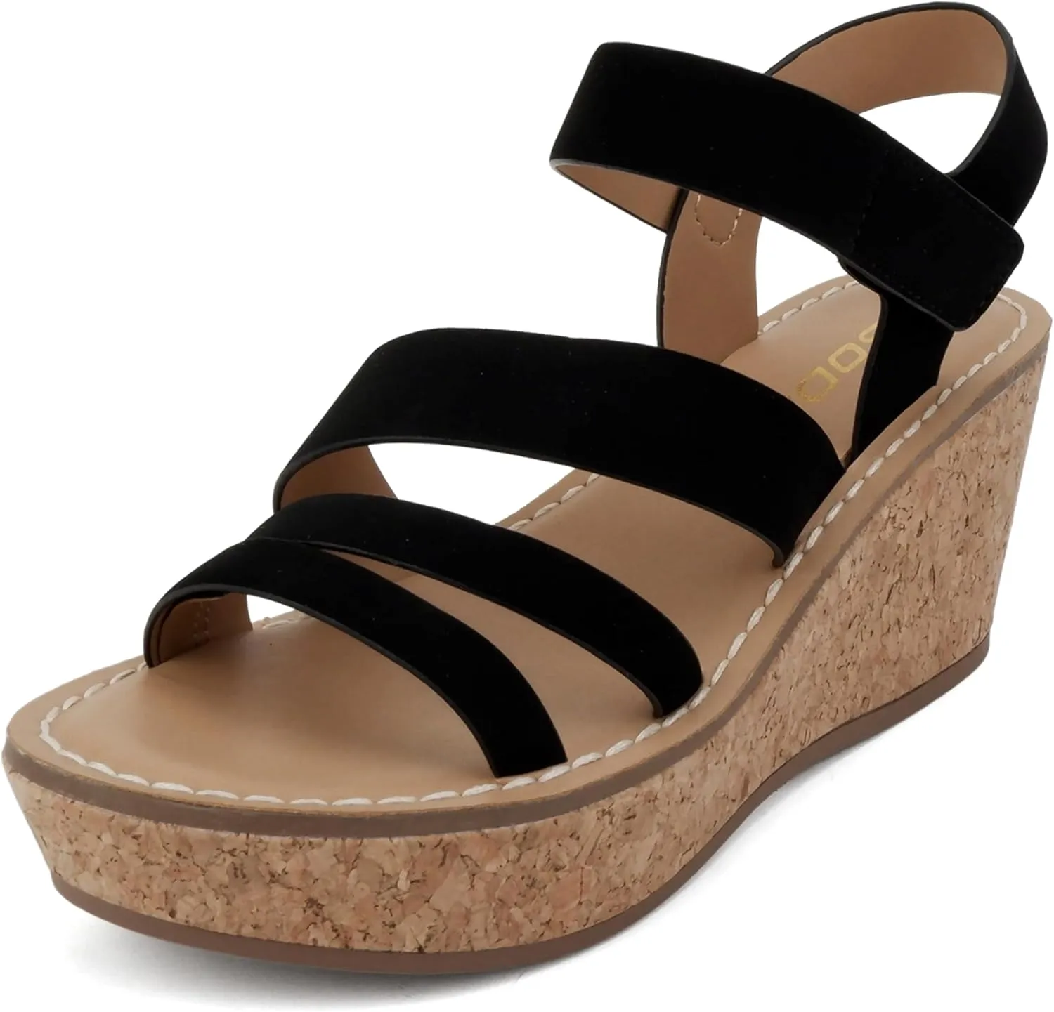 Soda “Sheet” ~ Women Round Toe Multi Strap Wedge Sandal