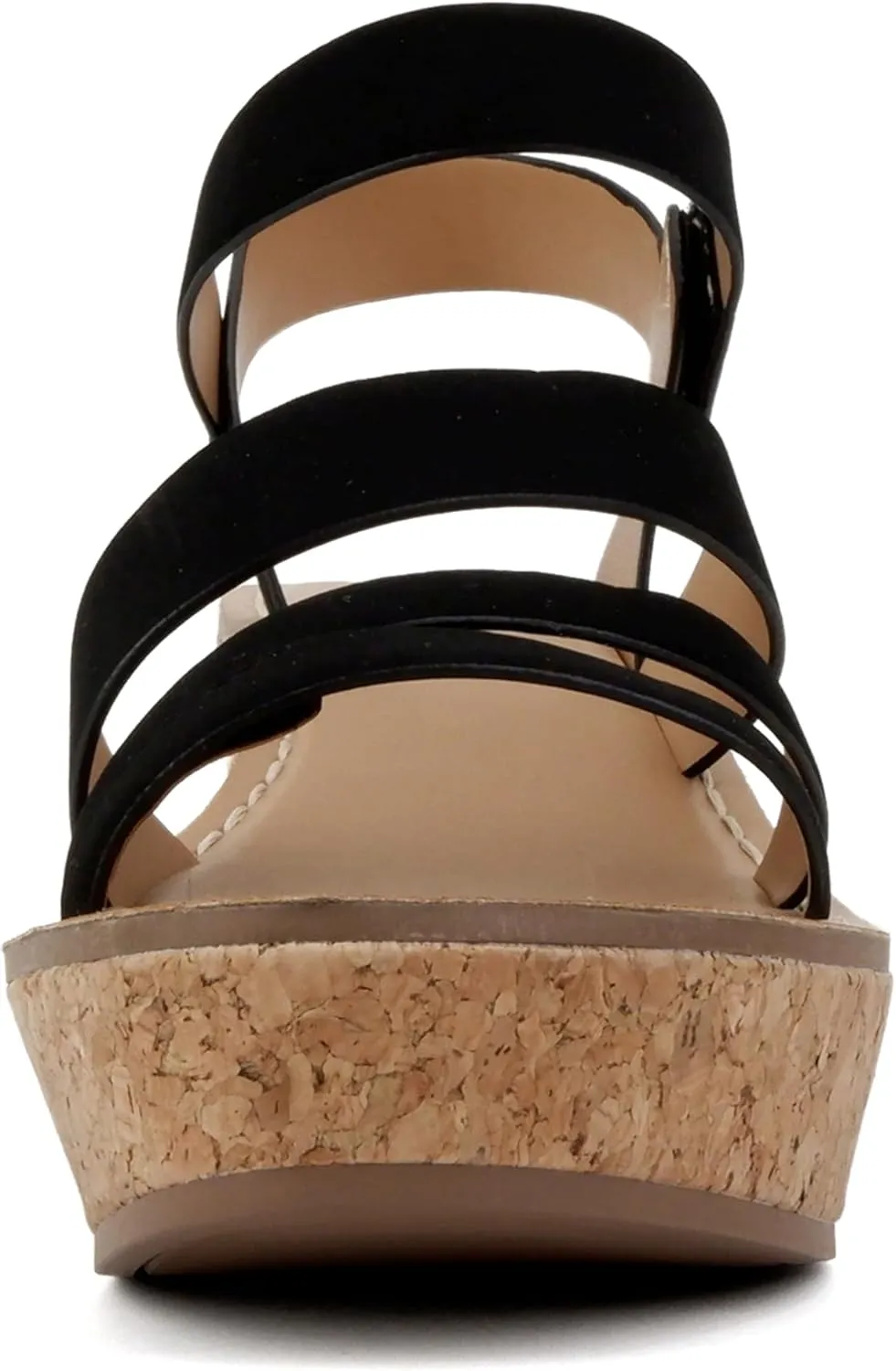 Soda “Sheet” ~ Women Round Toe Multi Strap Wedge Sandal