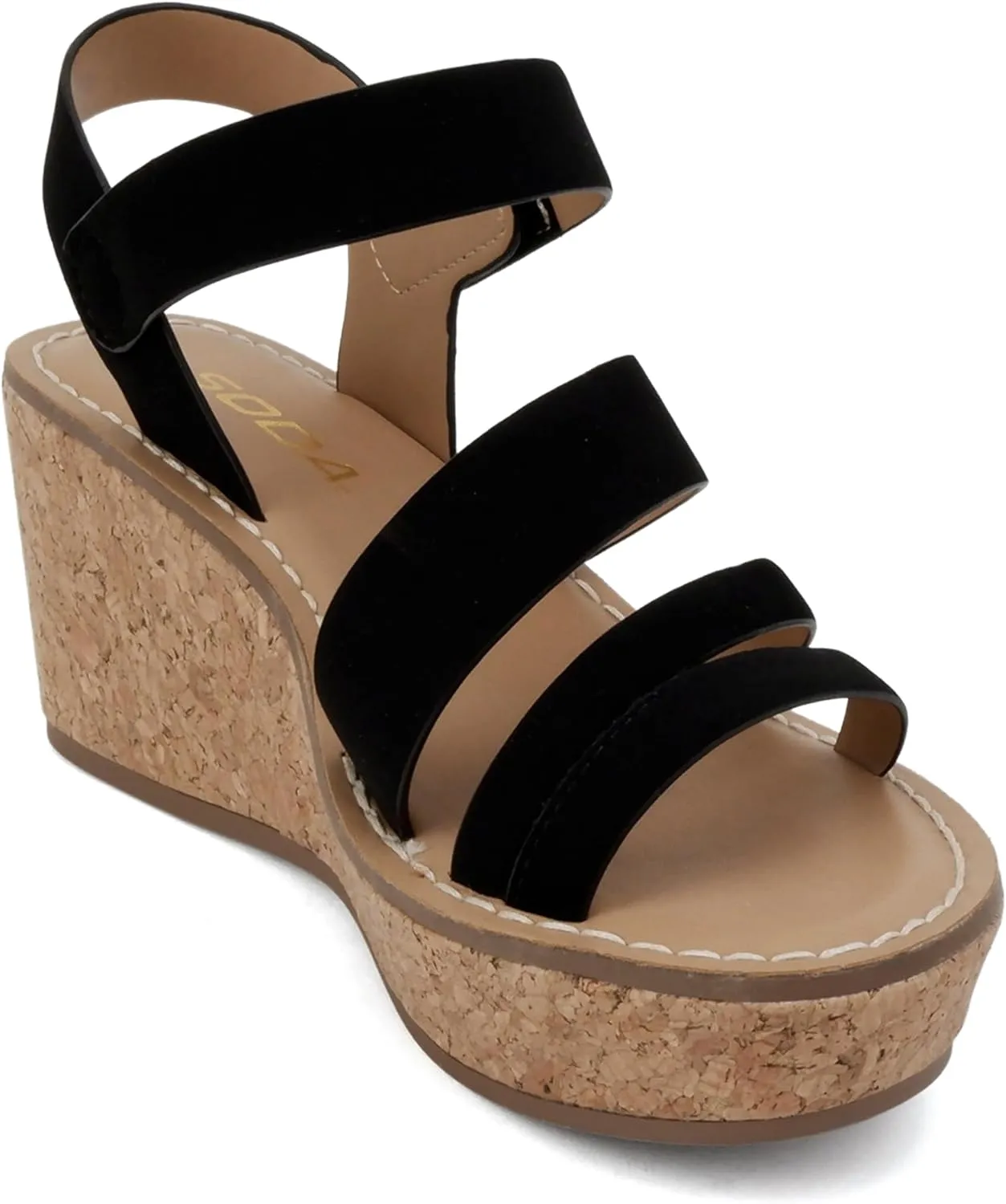 Soda “Sheet” ~ Women Round Toe Multi Strap Wedge Sandal