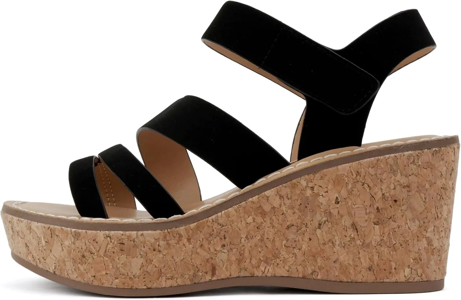 Soda “Sheet” ~ Women Round Toe Multi Strap Wedge Sandal