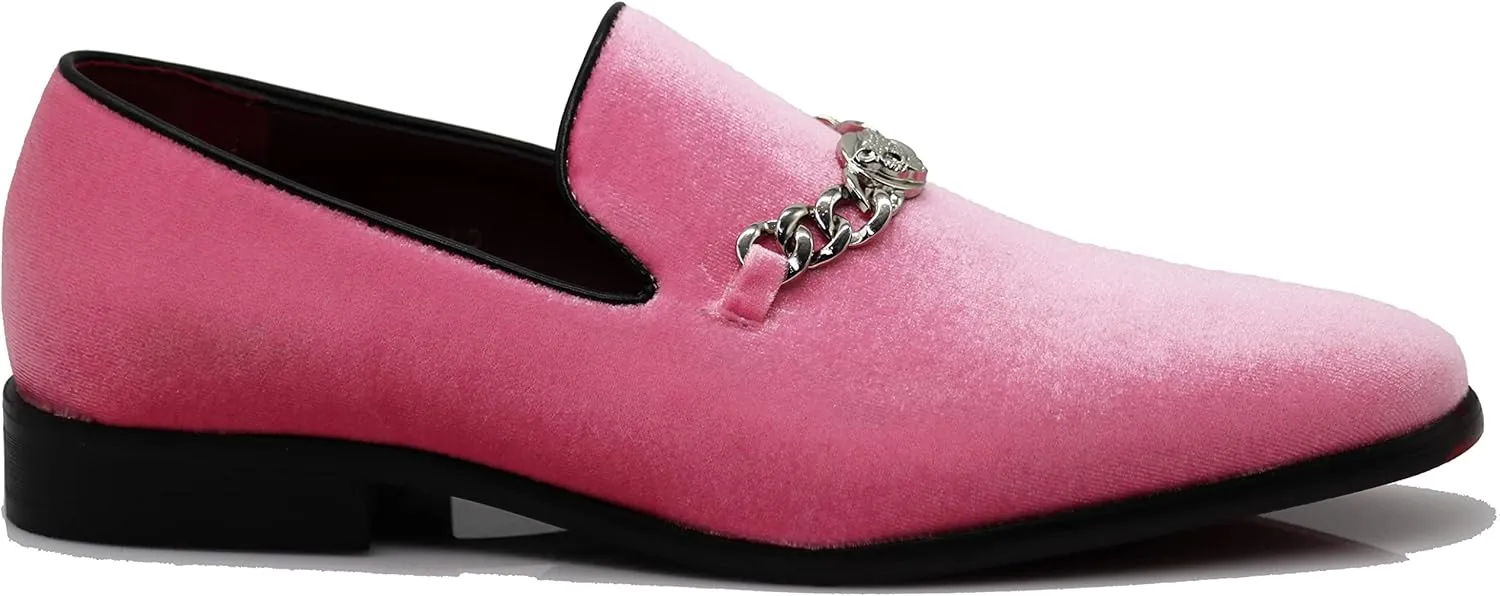 SP34 Men's Vintage Fashion Chain Buckle Dress Loafers Slip On Shoes Tuxedo Dress Shoes